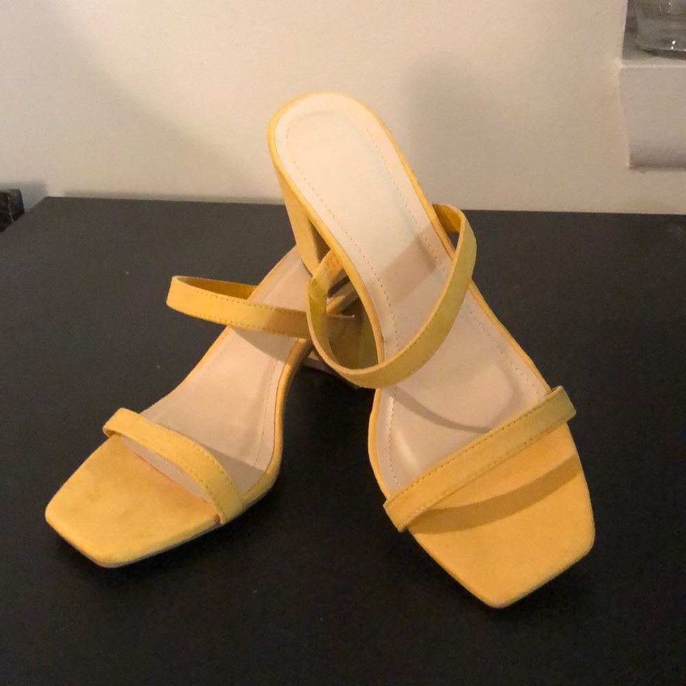 mustard yellow low chunky heel strappy sandals